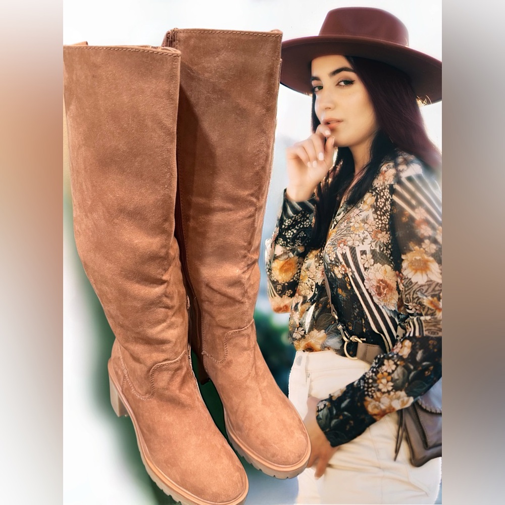 Universal Thread Tan Over the Knee Boots Sleek Suede